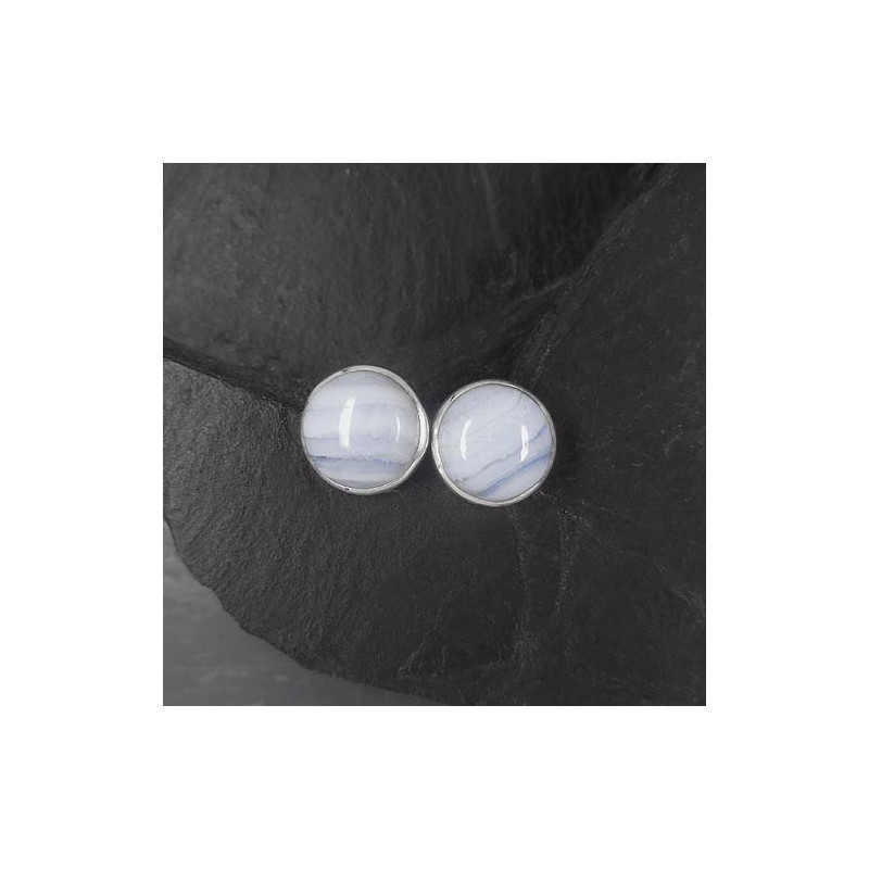 Chalcedon Ohrstecker Rund
